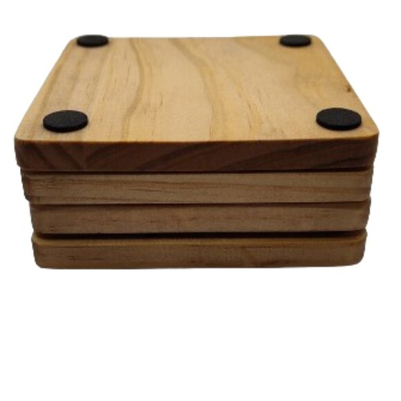 4" Wood Engraved Coasters. The Phoenix, Bird of Paradise, Shark, Tropical Island - Picture 5 of 8